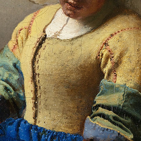 Johannes Vermeer, The Milkmaid, detail of the yellow tunic