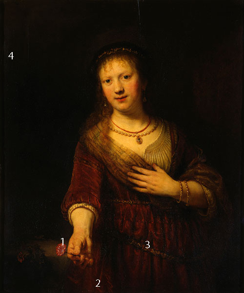 Rembrandt-Saskia-with-a-flower-pigments