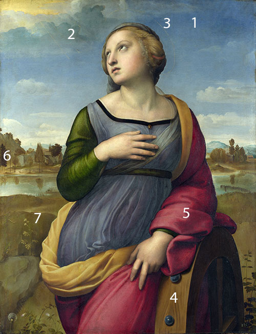 Raphael-Saint-Catherine-of-Alexandria-pigments