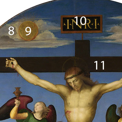 Raphael-The-Mond-Crucifixion-pigments-8-9-10-11