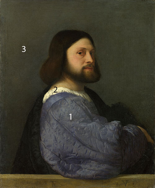 Titian-Portrait-of-a-man-with-a-quilted-sleeve-pigments