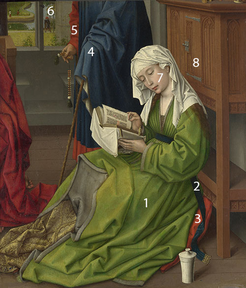 Rogier-van-der-Weyden-The-Magdalen-Reading-pigments
