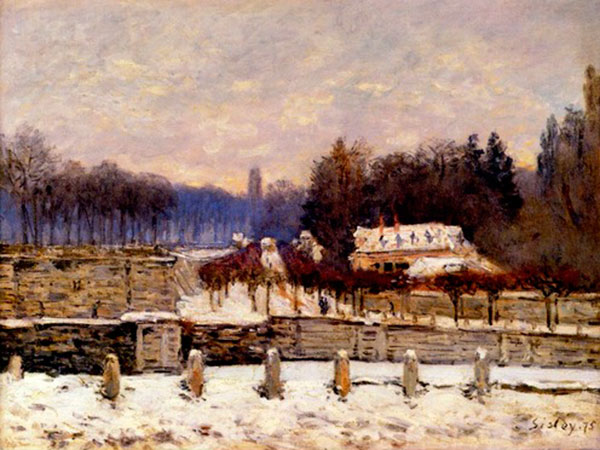 Alfred-sisley-the-watering-place-at-marly-le-roi-snow