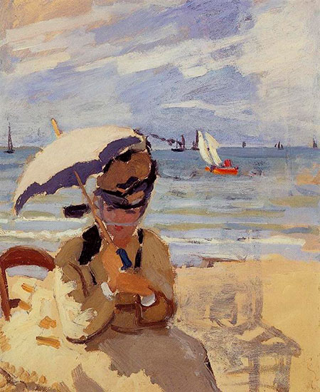 monet-camille-sitting-on-the-beach-at-trouville